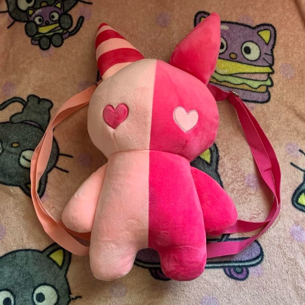 Praying Rabbit pink rabbit plush backpack <3